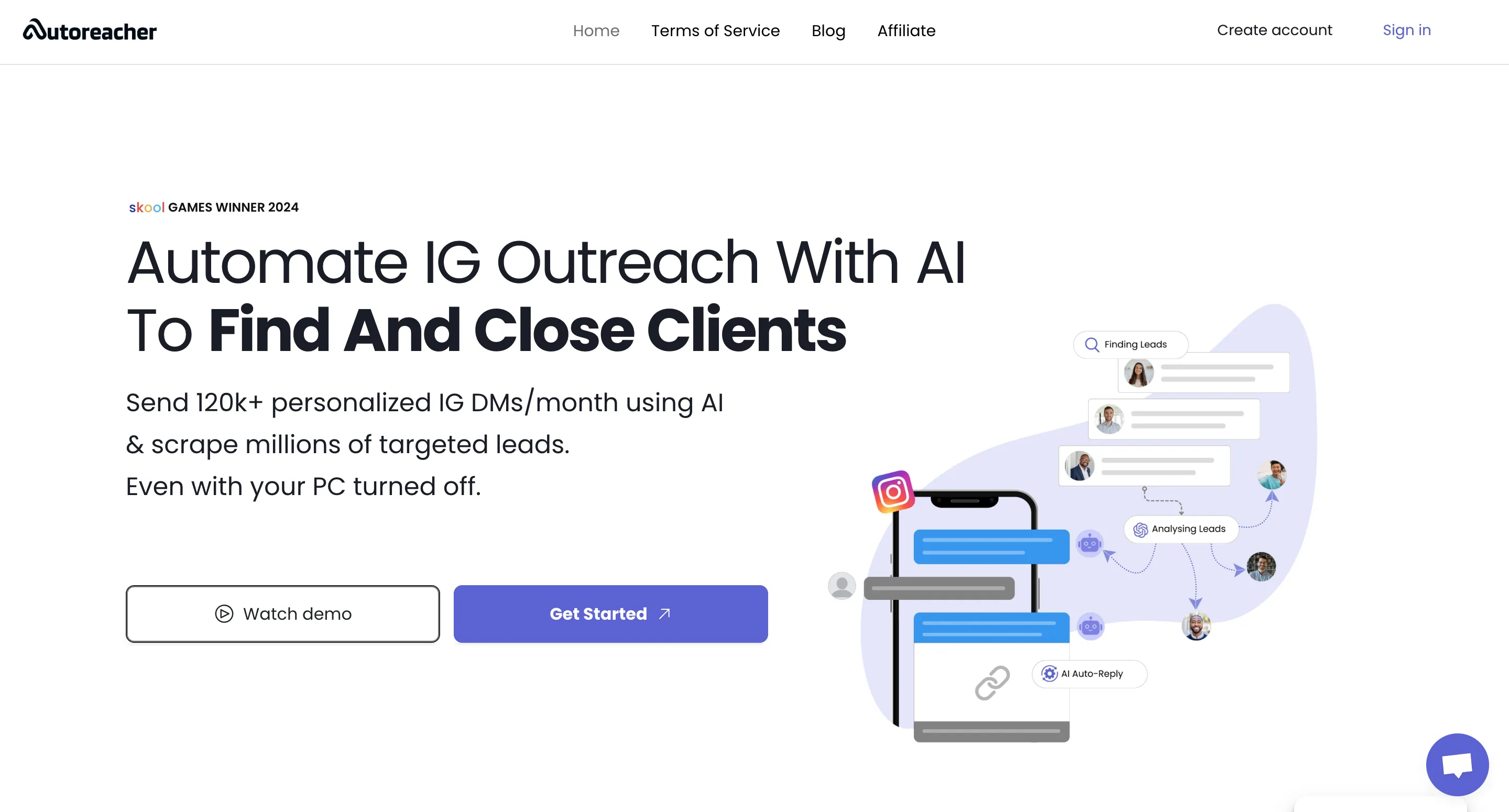 AutoReacher Instagram automation tool dashboard screenshot