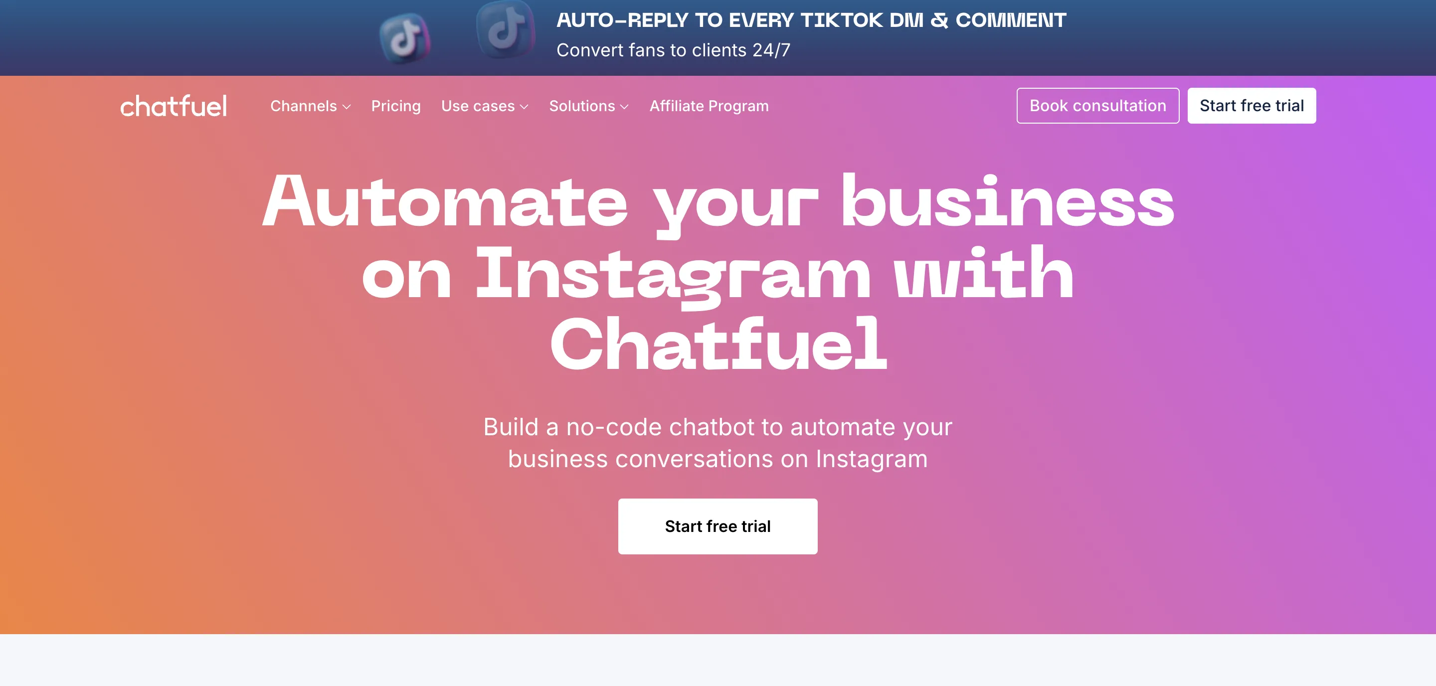 Chatfuel Instagram automation tool dashboard screenshot