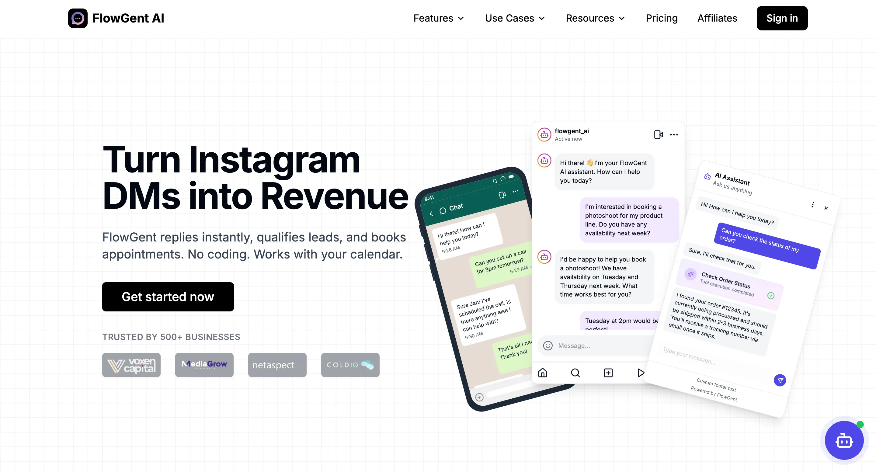 FlowGent AI Instagram automation tool dashboard screenshot