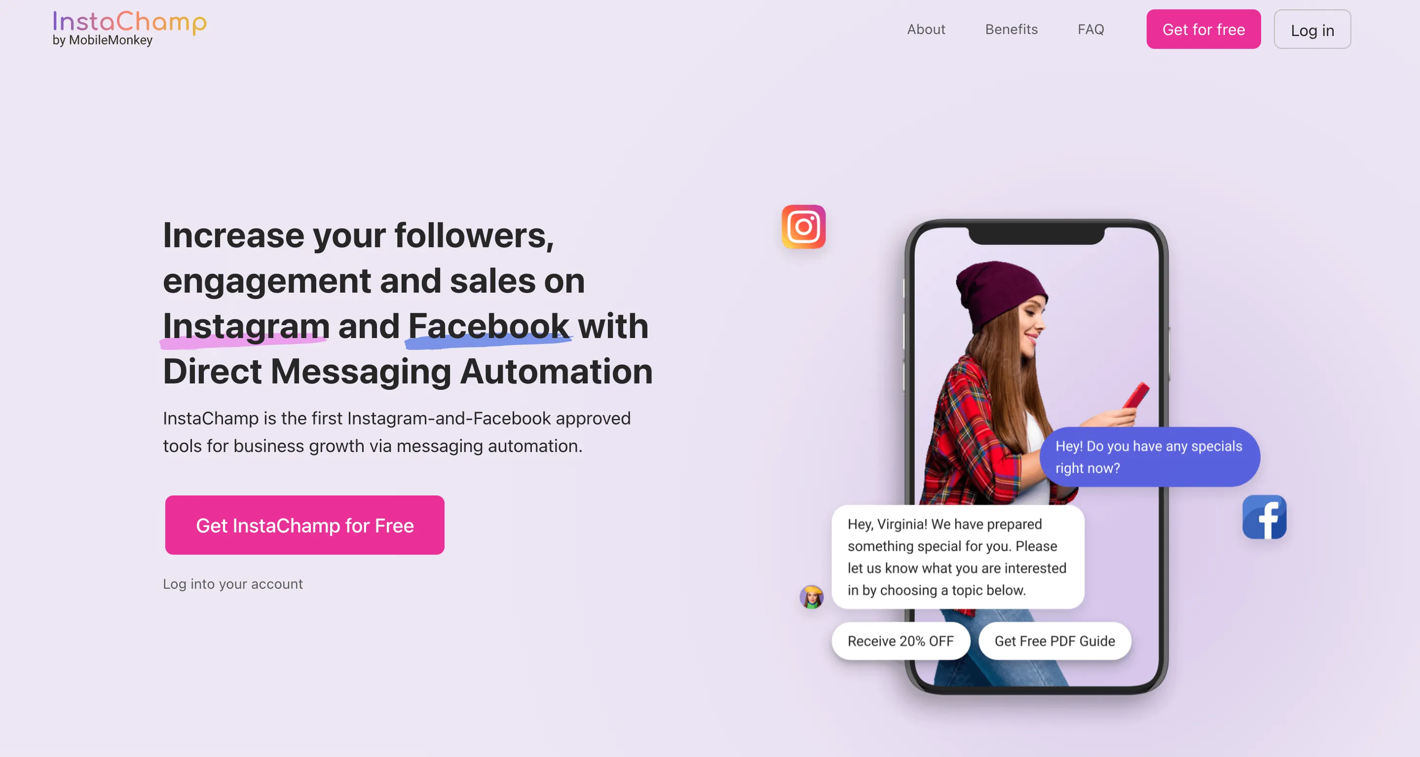MobileMonkey InstaChamp Instagram automation tool dashboard screenshot