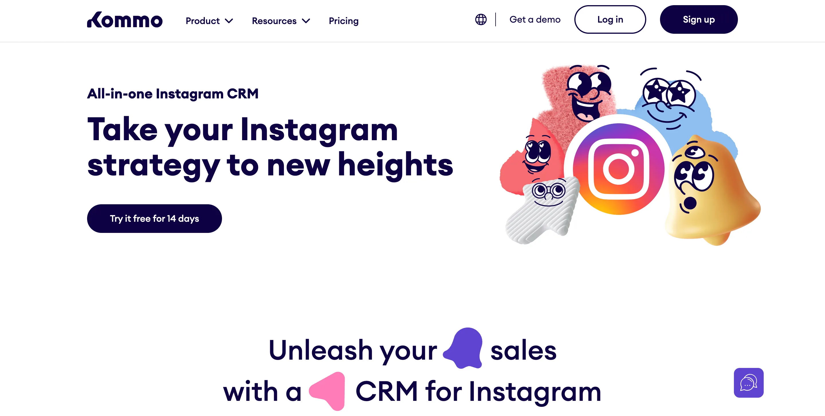 Kommo Instagram automation tool dashboard screenshot