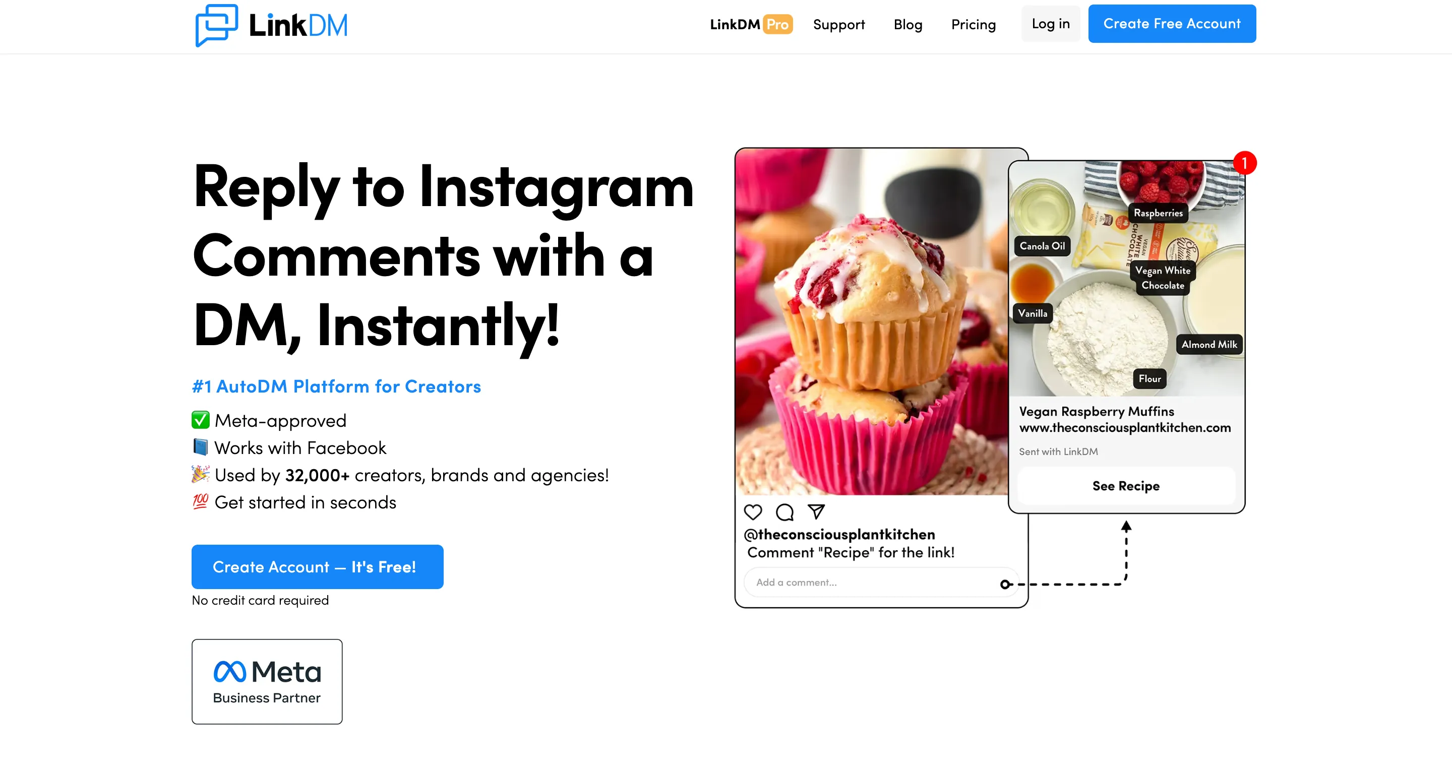 LinkDM Instagram automation tool dashboard screenshot