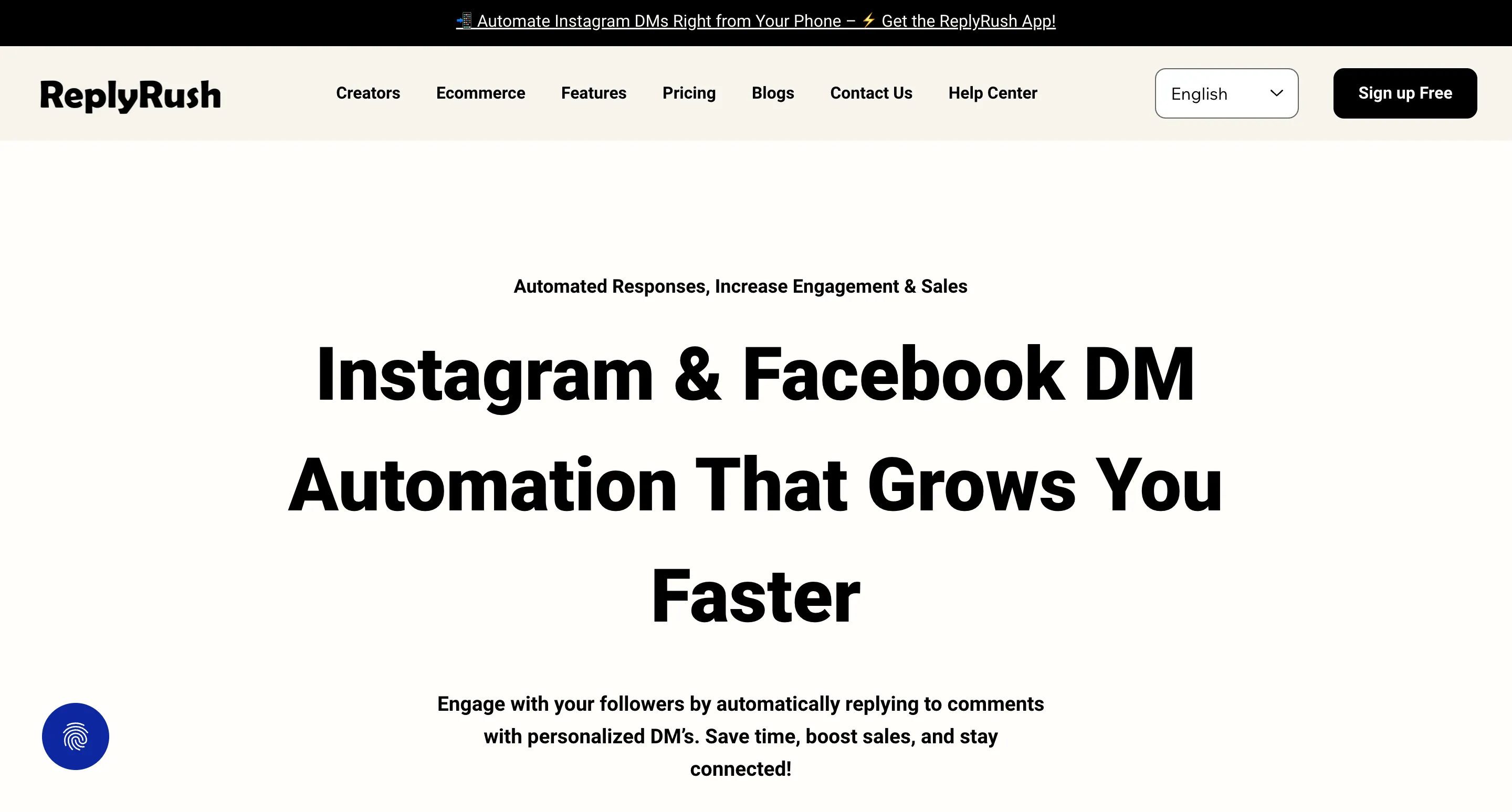 ReplyRush Instagram automation tool dashboard screenshot