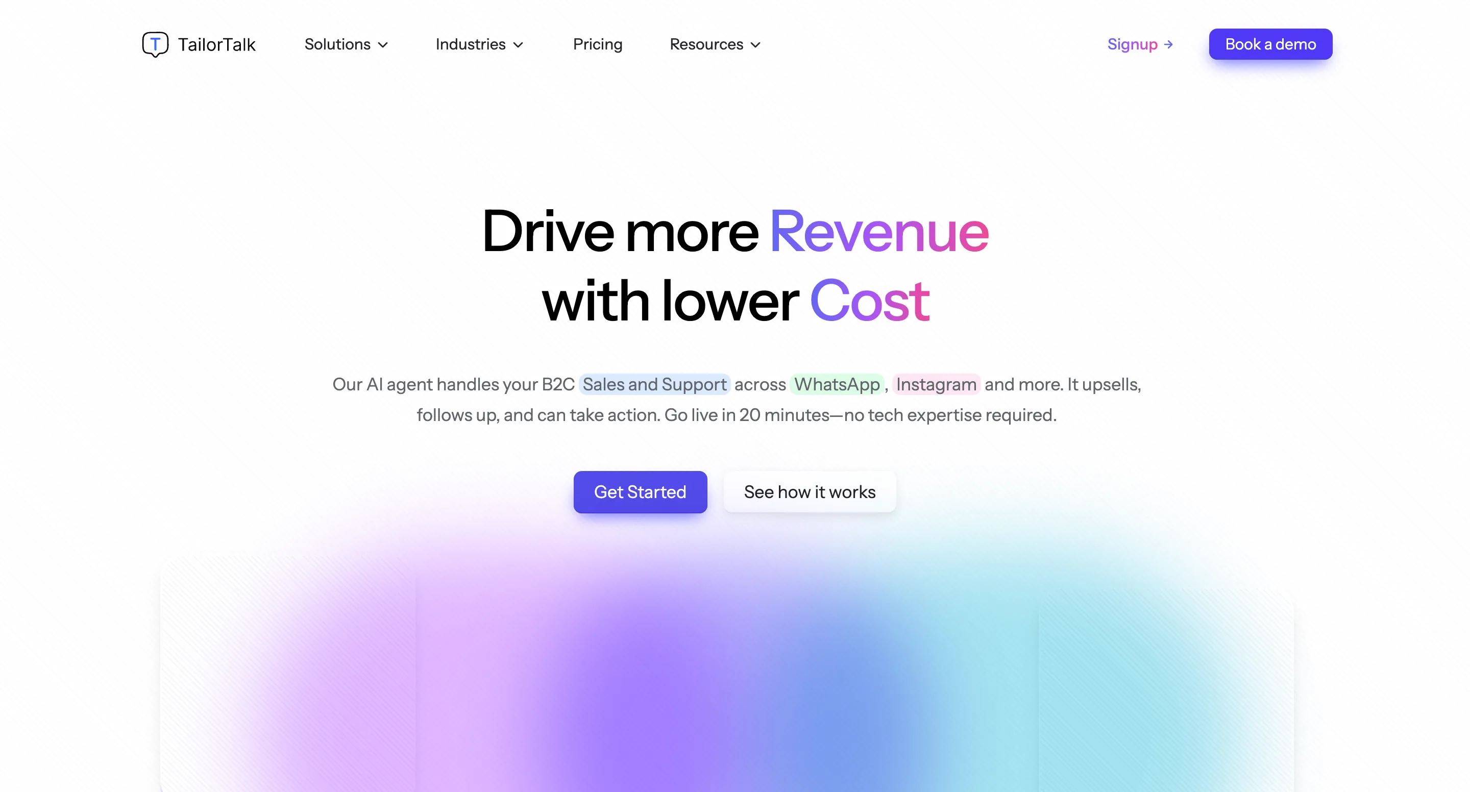 TailorTalk Instagram automation tool dashboard screenshot